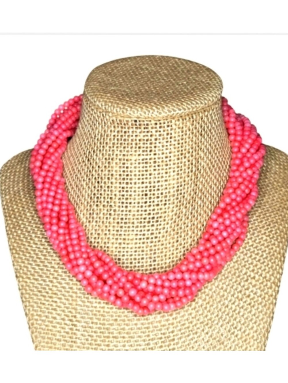 Mid-Century 12 Strand Angel Skin Coral Necklace